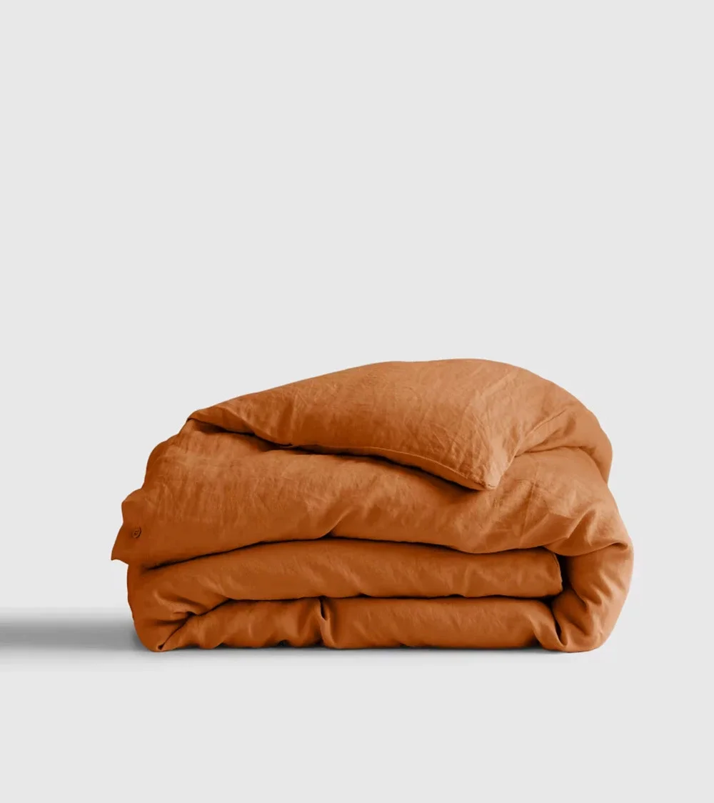 QUINCE FULL/QUEEN European Linen Duvet Cover TERRACOTTA